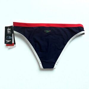 SPEEDO Women's Blue Red White Bikini Swim Bottom Size Small NEW NWT